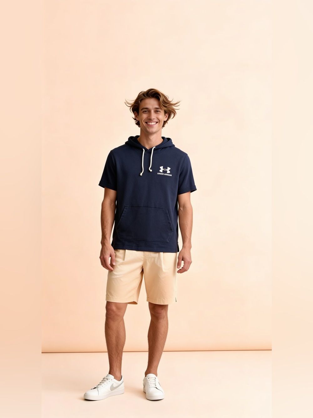 Under Armour Short-Sleeve Hooded Tee in Navy